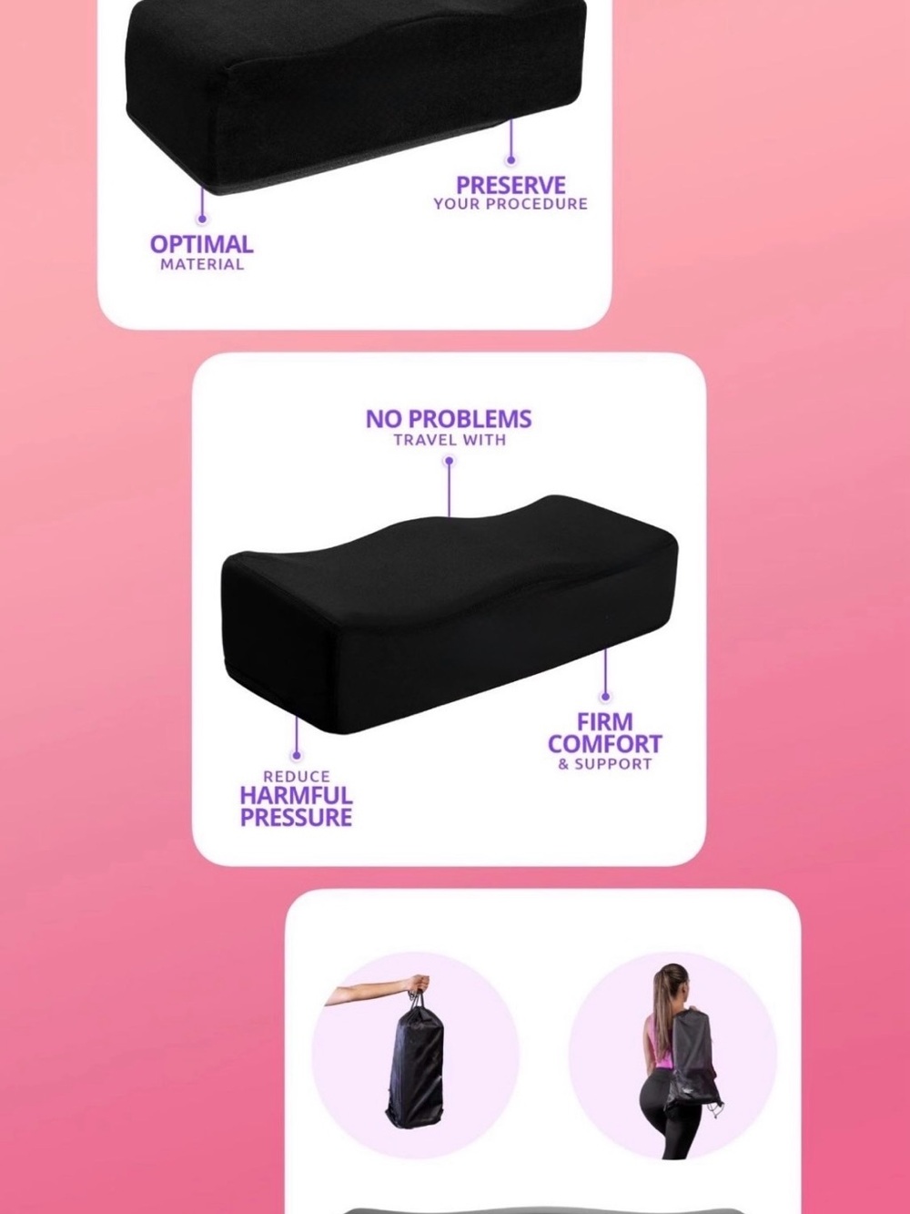 Black Memory Foam Leg Support Pillow - Firm Comfort